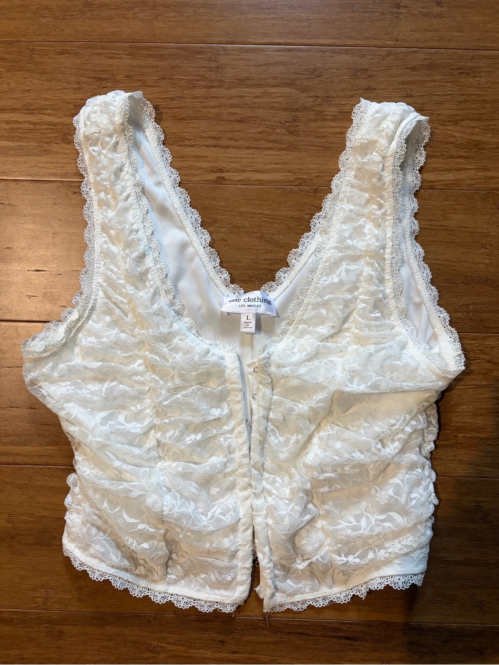 White Lace Front-Closure Tank Top